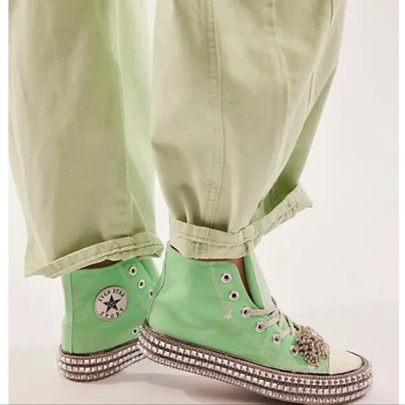 NEW Nan-Ku Couture Free People Cruise Studded Green Spring Mint High-Top Sneaker - Picture 4 of 12
